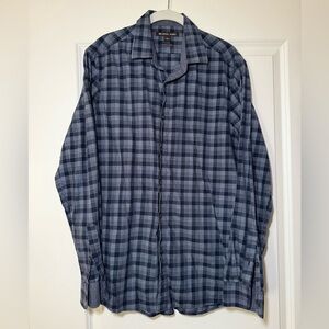 Michael Kors Blue Plaid Casual Button-Up Shirt men’s size L